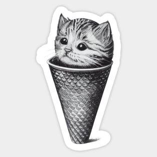 Ice cream cone kitten Sticker